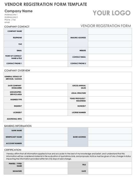 Vendor Registration Form Template Download