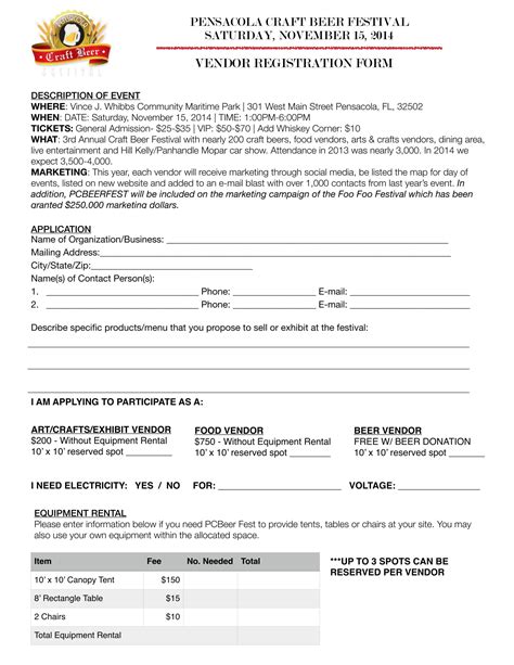 Vendor Registration Form Template PDF