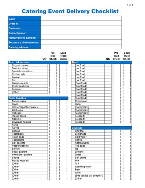 Venue and catering checklist