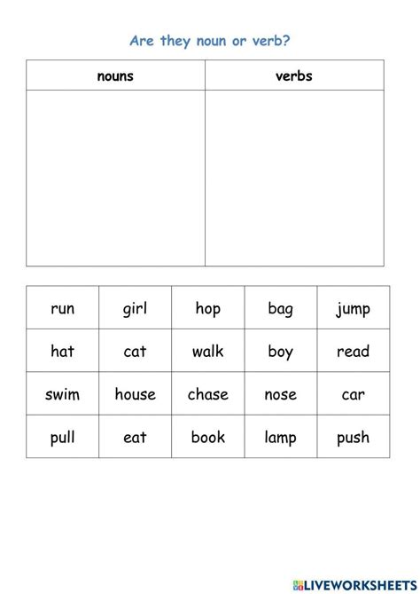 Verb and Noun Activities for Kids