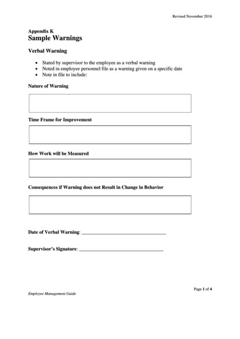 Verbal Warning Template Sample