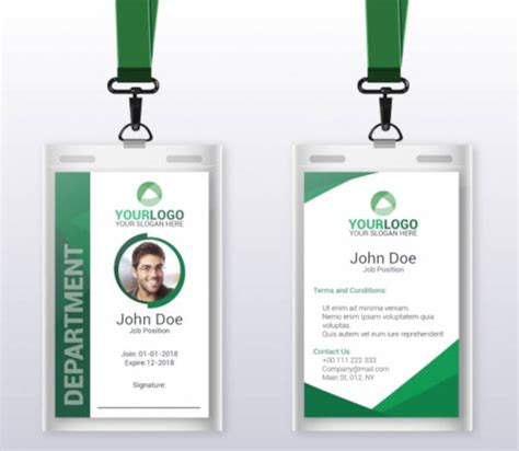 Vertical ID Badge Template with Stripes