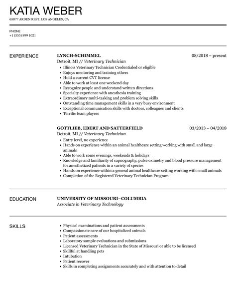 Vet Tech Resume Template 2