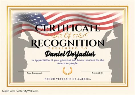 Veteran Appreciation Certificate Template