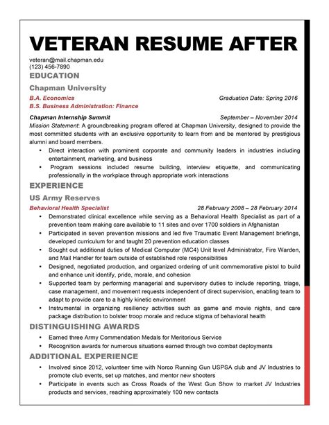 Veteran Resume Examples