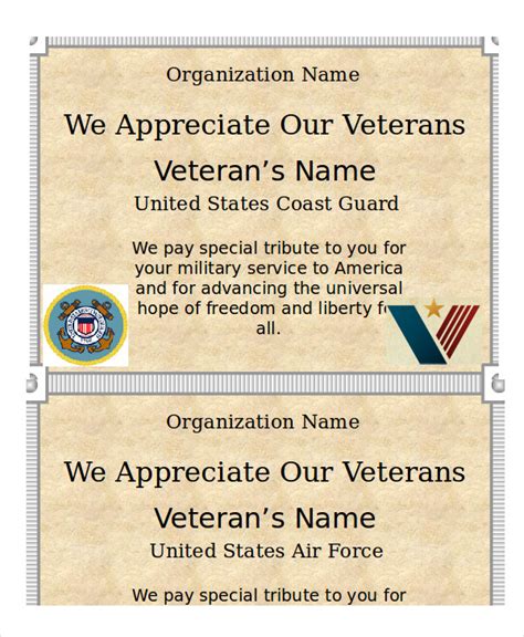 Veterans Day Certificate of Appreciation Template