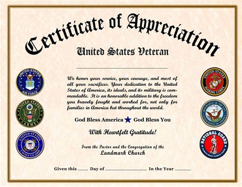 Veterans Day Certificate Printable