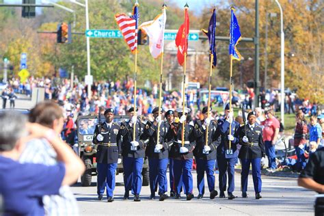 Veterans marching in a parade