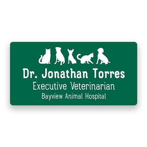 Veterinarian name tag fonts