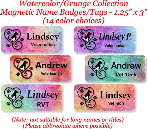 Veterinarian name tag materials