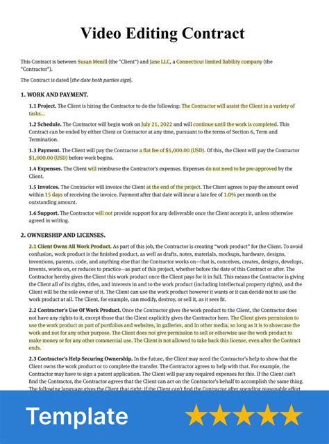 Video Editing Contract Template 2