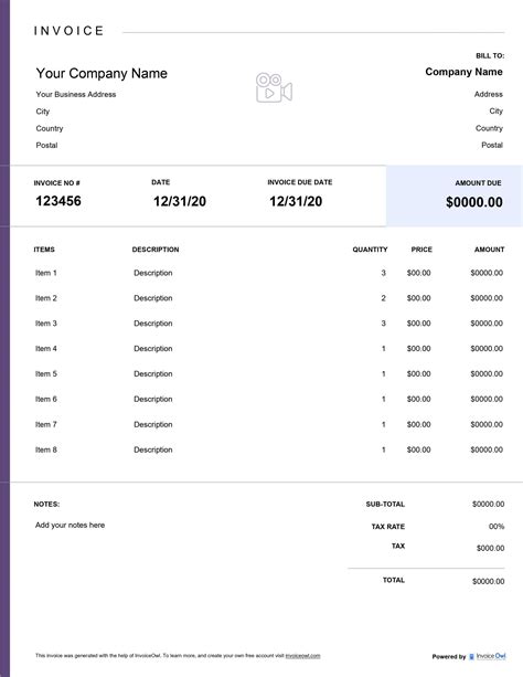 Video Editing Invoice Template Gallery 2