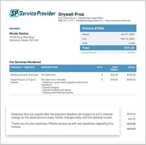 Video Editing Invoice with Late Fee Template