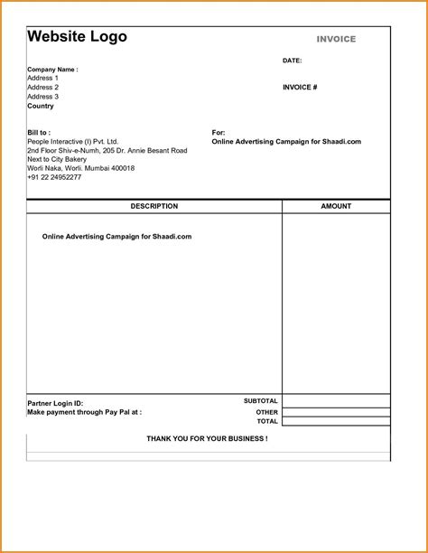 Video Editor Invoice Template Example