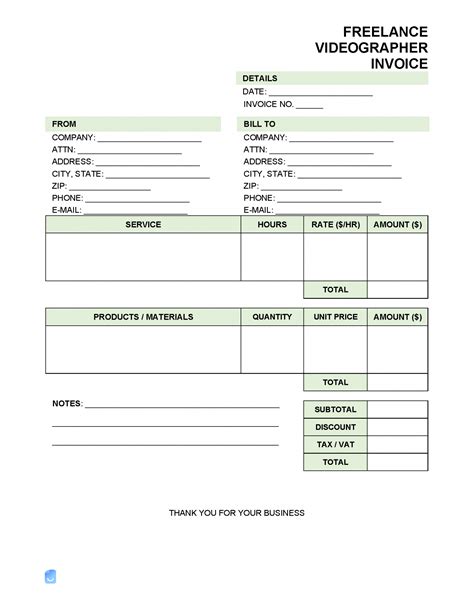 Video Editor Invoice Template Example 2