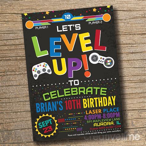 Video game party birthday invitation