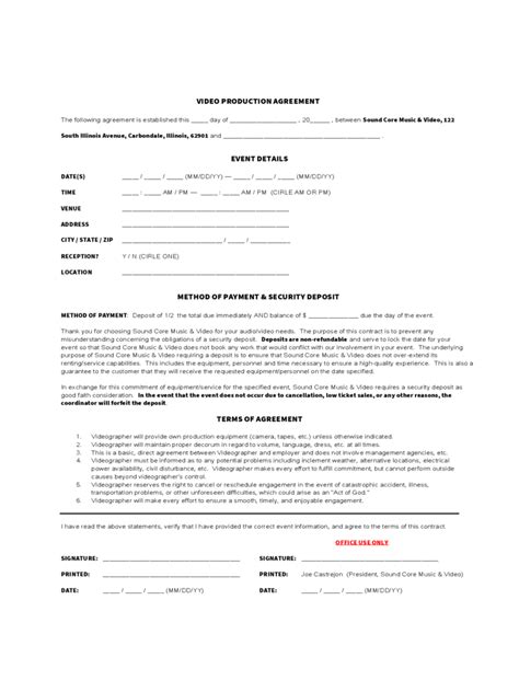 Video production contract agreement