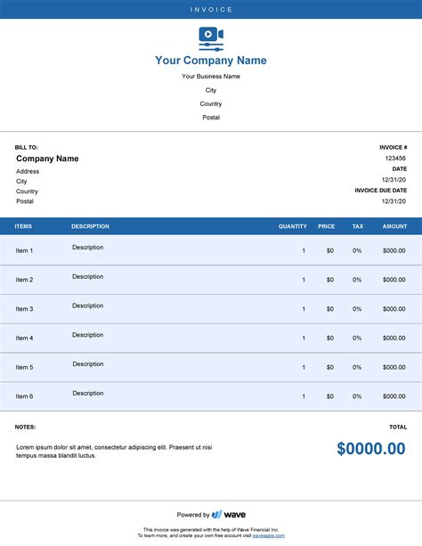 Video Production Invoice Template