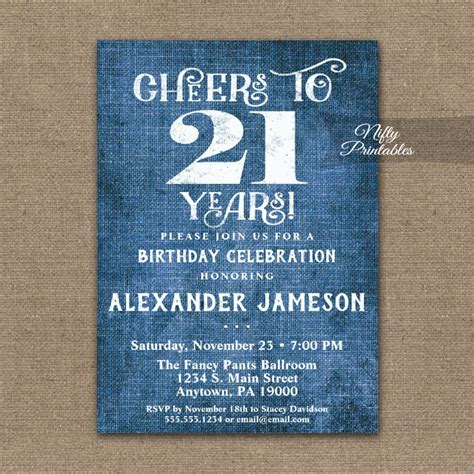 Vintage 21st Birthday Invitation