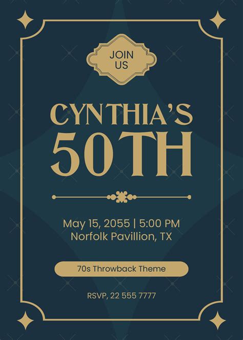 Vintage 50th Anniversary Invitation Templates