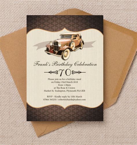 Vintage 70th Birthday Invitation Ideas