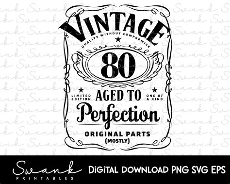 Vintage 80th Birthday Invitation Template