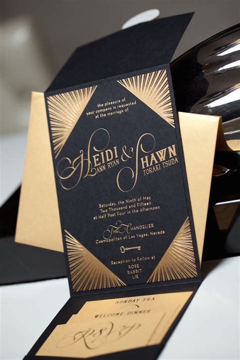 Vintage Art Deco Wedding Invitation