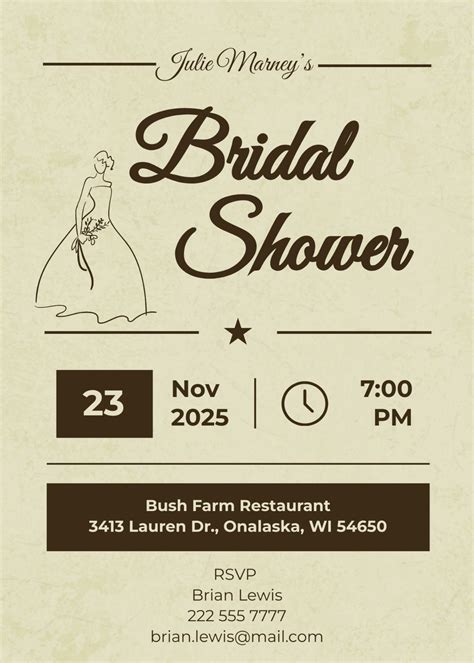 Vintage Bridal Shower Postcard Invitation Template