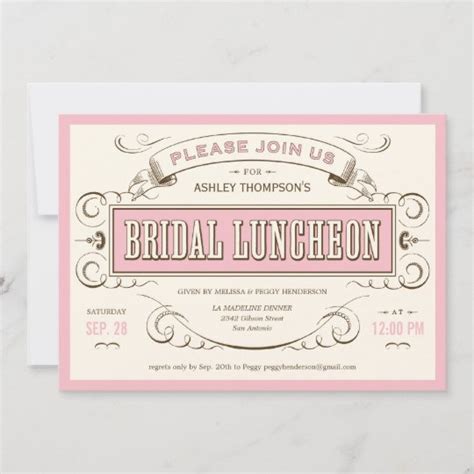 Vintage Bridesmaid Luncheon Invitations