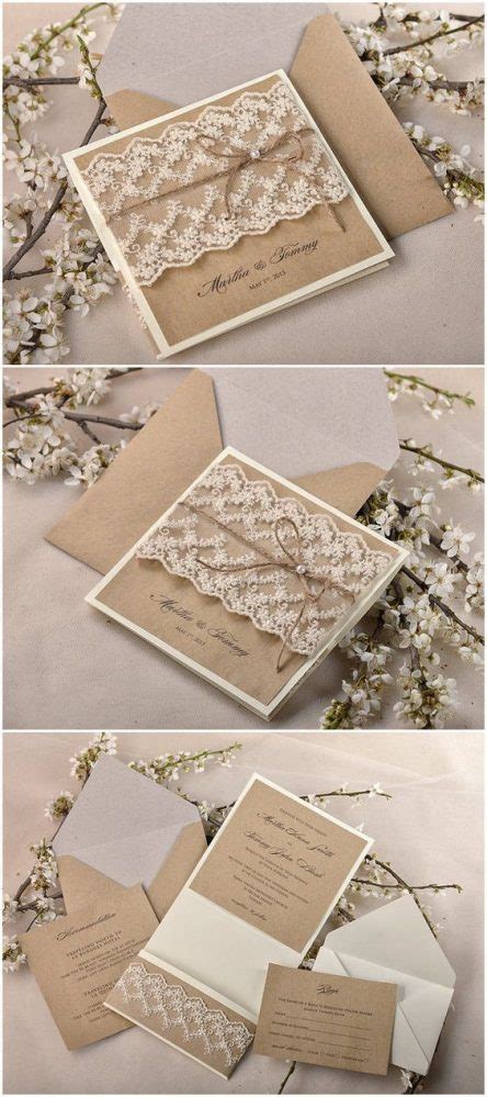 Vintage chic bilingual wedding invitation