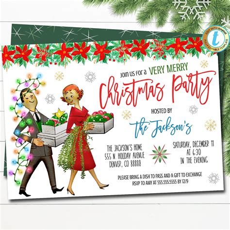 Vintage Christmas Party Invitation Template