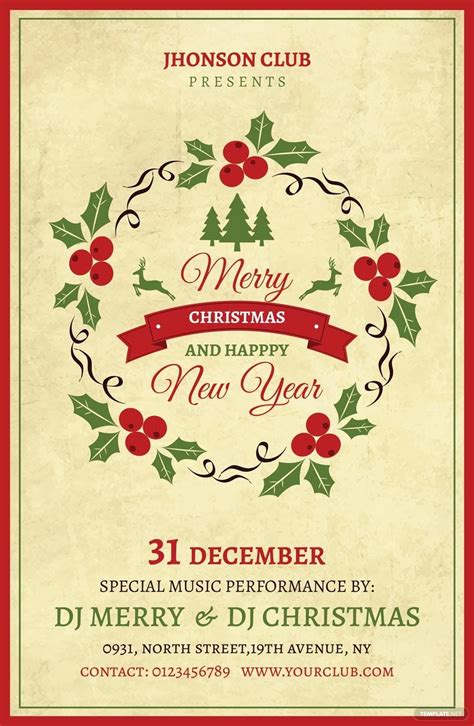 Vintage Christmas Party Poster Template Design Ideas