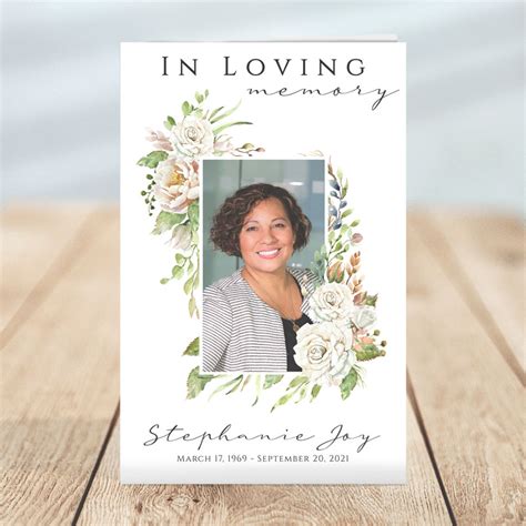 Vintage Floral Funeral Program Template