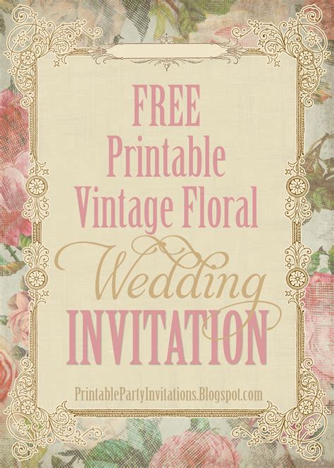 Vintage floral invitation template