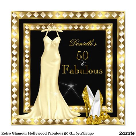 Vintage Glamour 50th Birthday Invitation