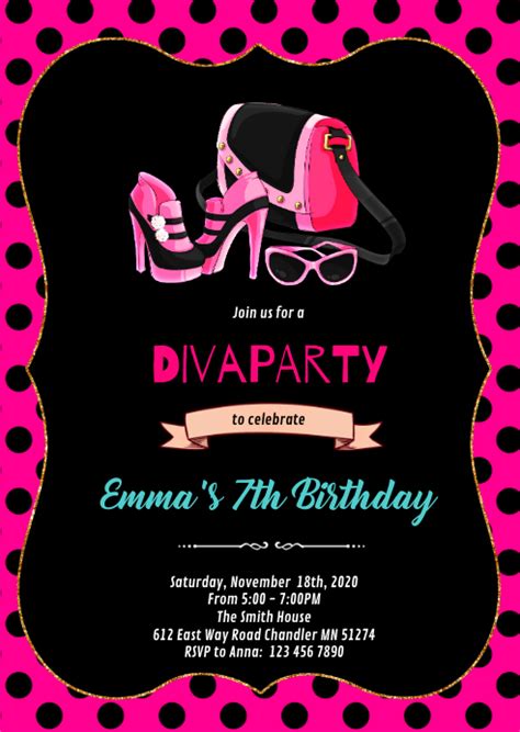 A vintage glamour birthday invitation template