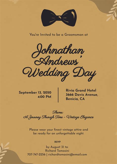 Vintage-Inspired Groomsman Invitation Template