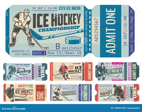 Vintage hockey ticket template