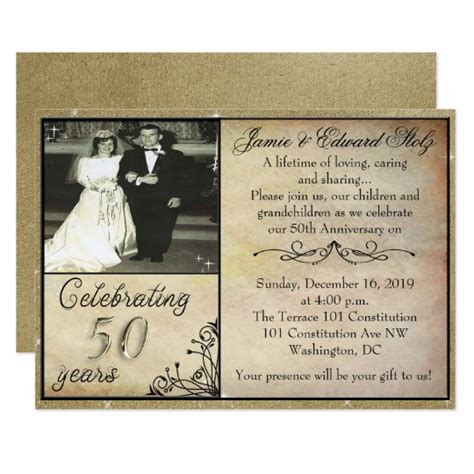 Vintage-Inspired 50th Anniversary Invitations Template