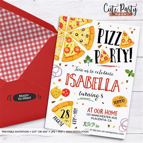 Vintage-Inspired Pizza Party Invitations