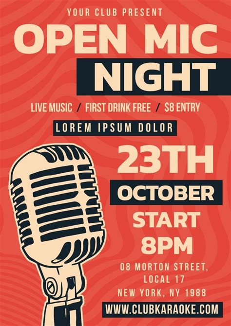 Vintage Open Mic Flyer Template