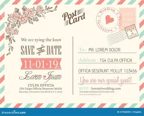 Vintage Postcard Wedding Template