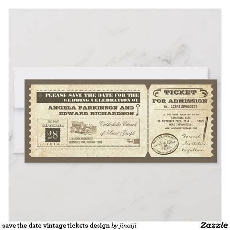 Vintage Save the Date Ticket