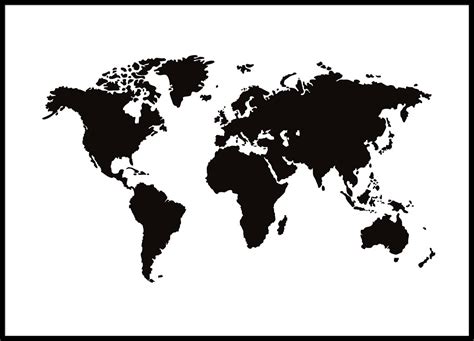 Vintage-Style Black and White World Map