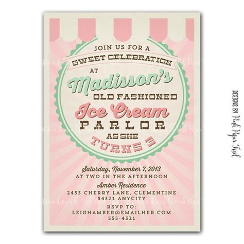 Vintage-Style Ice Cream Parlor Invitation