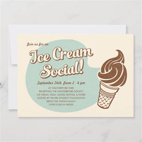 Vintage Style Ice Cream Social Invitation Template