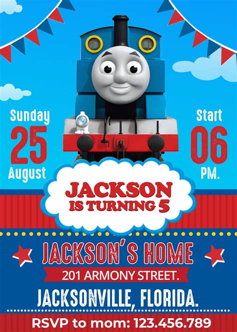 Vintage Thomas Train Birthday Invitation