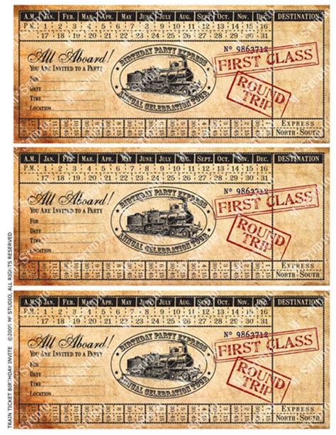 Vintage Train Ticket Templates