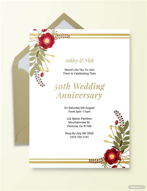 Vintage Wedding Anniversary Invitation Template