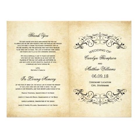 Vintage Wedding Program Template Ideas